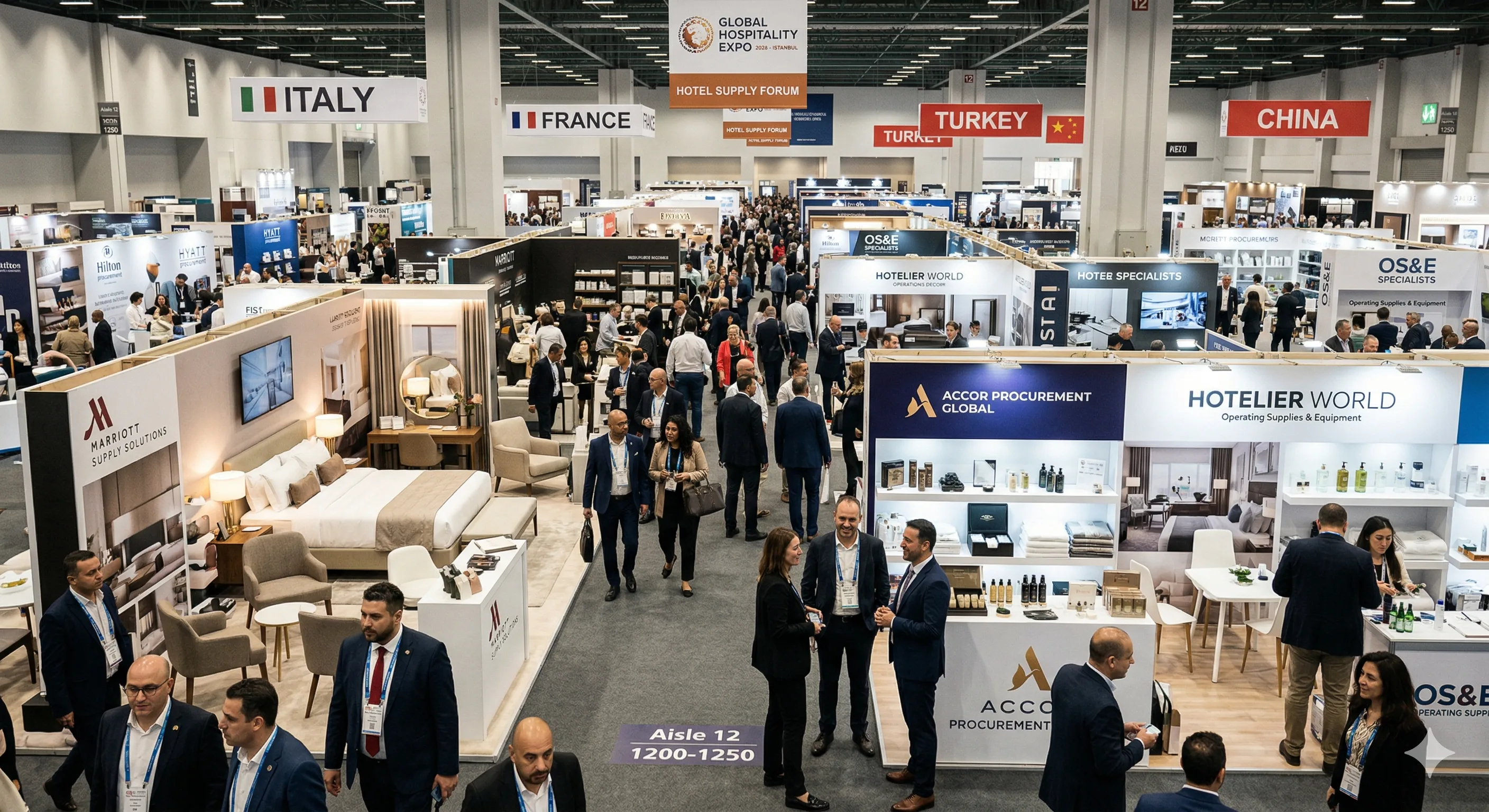 A laptop screen showing multiple B2B marketplace tabs open alongside a direct outreach dashboard with hotel buyer contacts