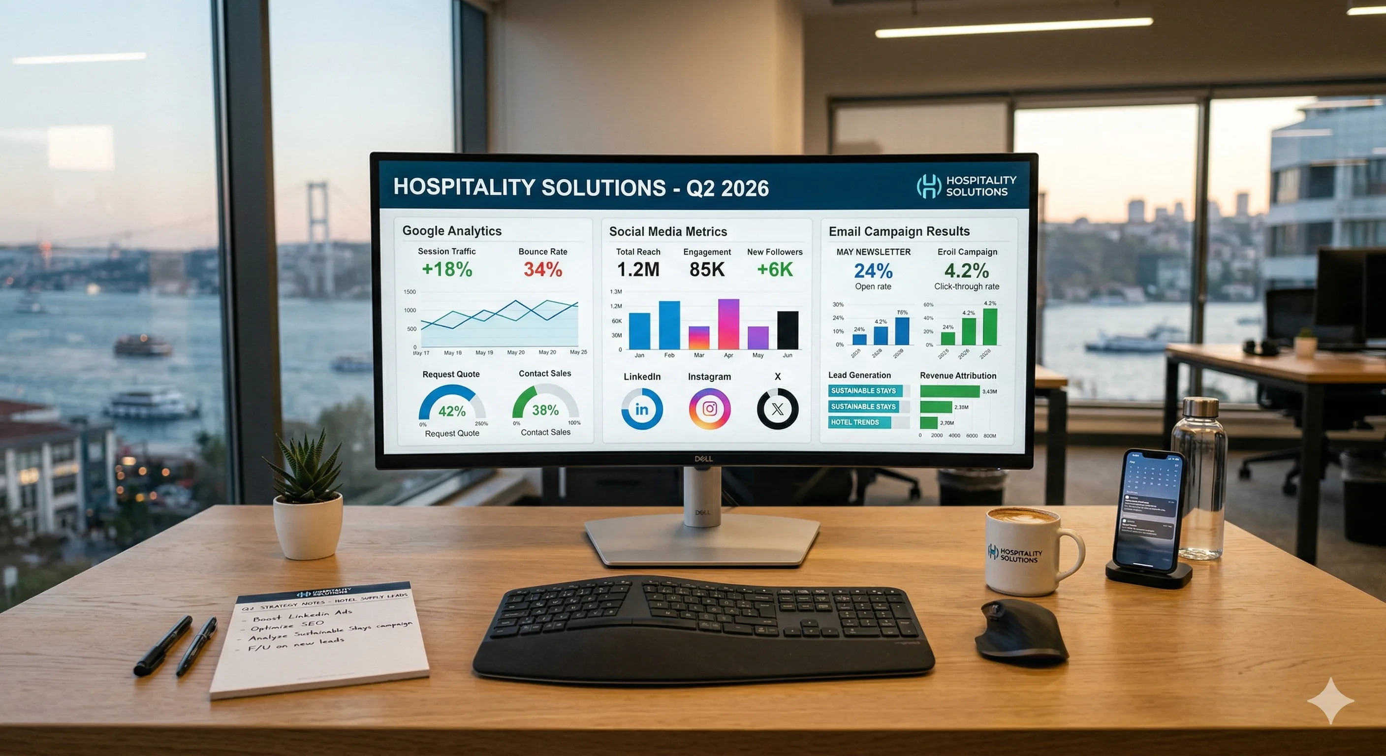 Hotel procurement decision-makers reviewing supplier proposals across digital channels